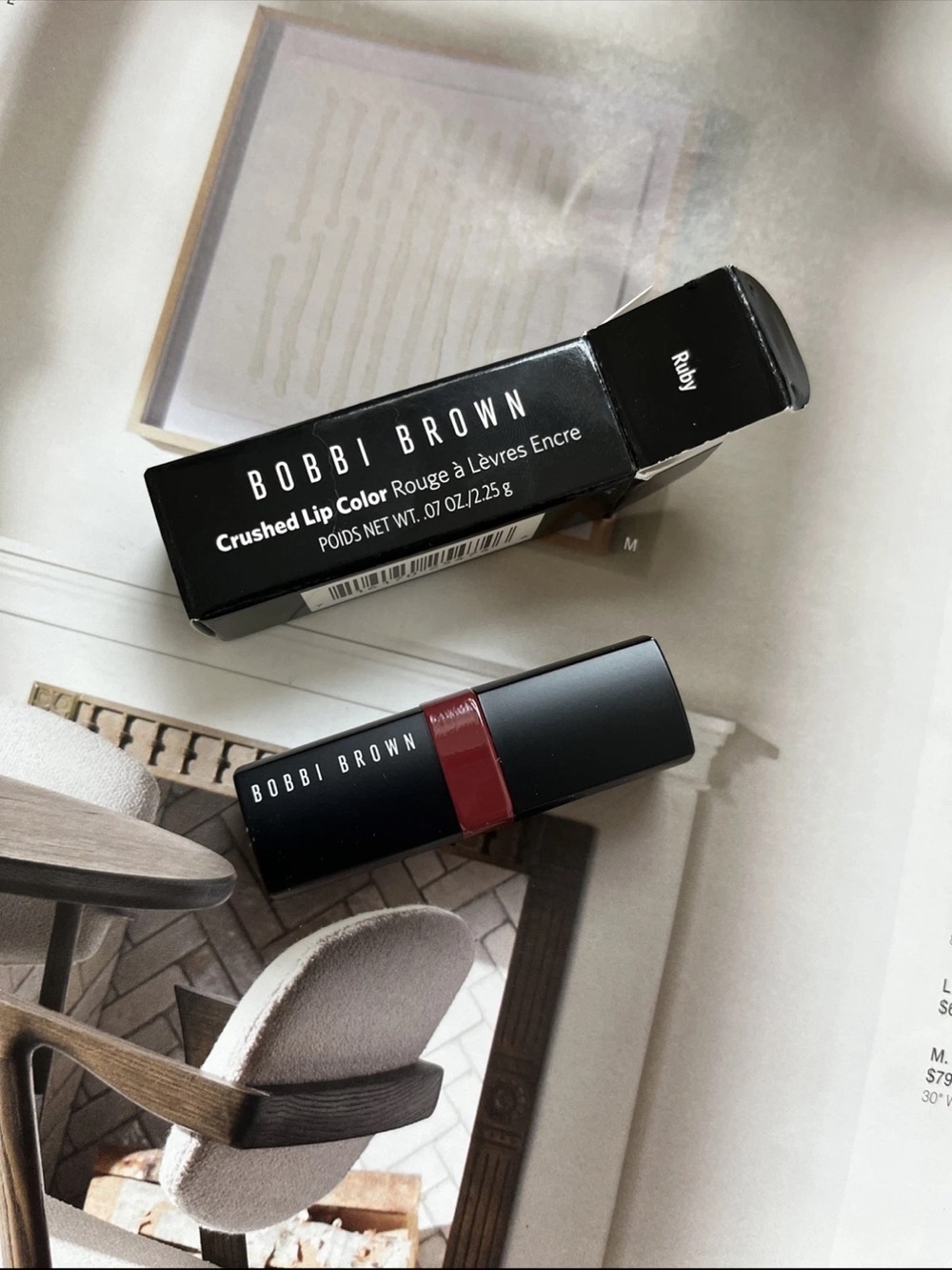 Bobbi Brown Crushed Lip Color Lipstick in RUBY red TRAVEL SIZE 2.25g new